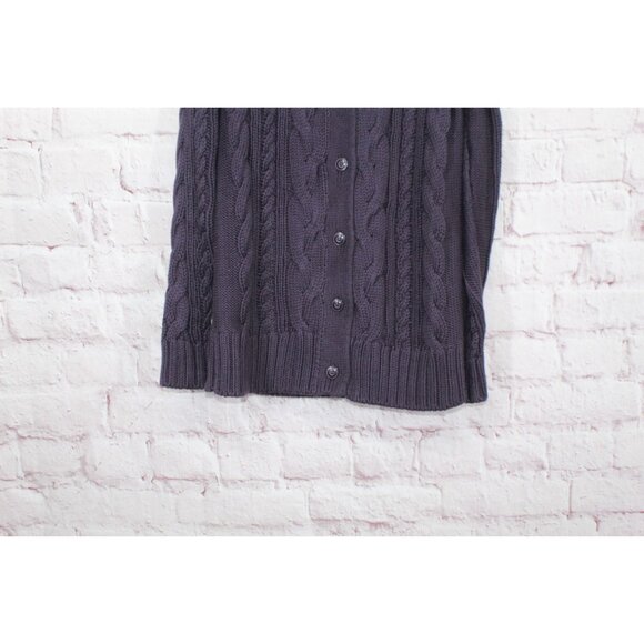 LL Bean Double L Cable Sweater Button Front Cardigan Purple Size XS - Picture 3 of 12